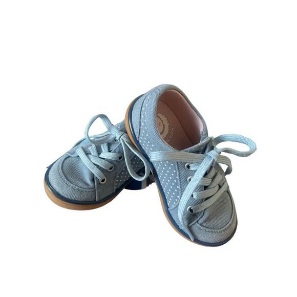 Livie & Luca Dusty Blue Polka Dot Sneakers 6 - Picture 1 of 7